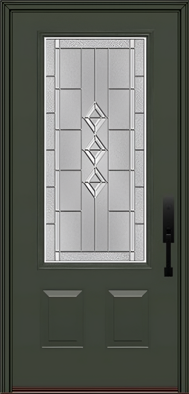 ProVia Legacy Single Entry Door 440 Style Gemstone Decorative Glass with Zinc Caming and Low-E - Doors and Beyond