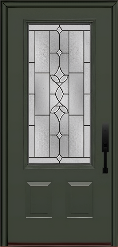 ProVia Legacy Single Entry Door 440 Style Esmond Decorative Glass with Patina Caming and Low-E - Doors and Beyond