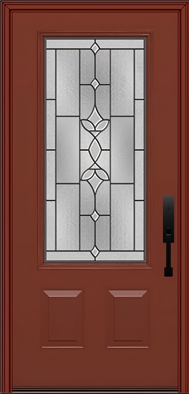 ProVia Legacy Single Entry Door 440 Style Esmond Decorative Glass with Patina Caming and Low-E - Doors and Beyond