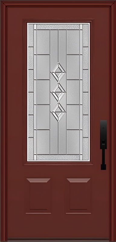 ProVia Legacy Single Entry Door 440 Style Gemstone Decorative Glass with Zinc Caming and Low-E - Doors and Beyond