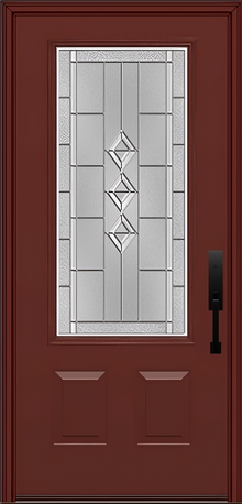ProVia Legacy Single Entry Door 440 Style Gemstone Decorative Glass with Zinc Caming and Low-E - Doors and Beyond