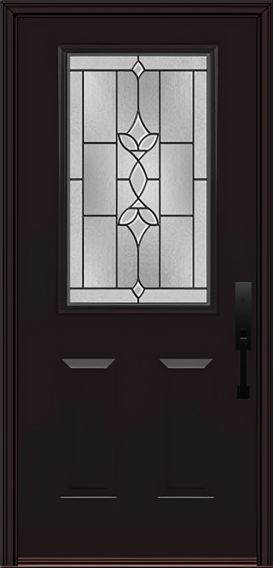 ProVia Legacy Single Entry Door 430 Style Esmond Decorative Glass with Patina Caming and Low-E - Doors and Beyond