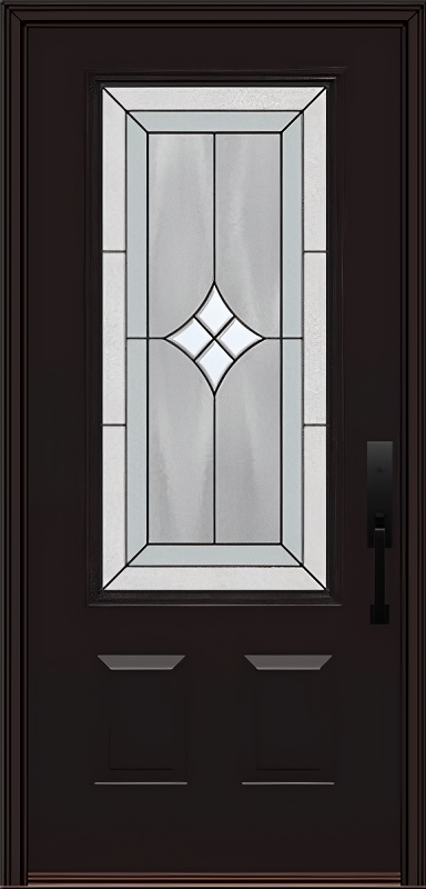 ProVia Legacy Single Entry Door 440 Style Aria Decorative Glass with Patina Caming and Low-E - Doors and Beyond