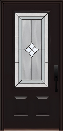ProVia Legacy Single Entry Door 440 Style Aria Decorative Glass with Patina Caming and Low-E - Doors and Beyond