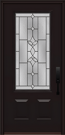 ProVia Legacy Single Entry Door 440 Style Esmond Decorative Glass with Patina Caming and Low-E - Doors and Beyond