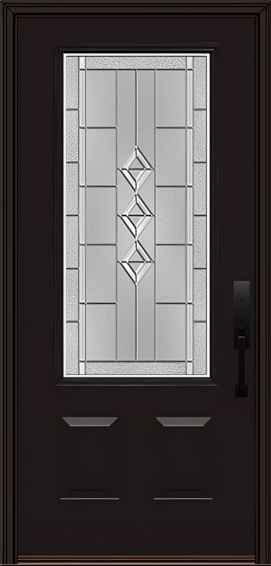 ProVia Legacy Single Entry Door 440 Style Gemstone Decorative Glass with Zinc Caming and Low-E - Doors and Beyond