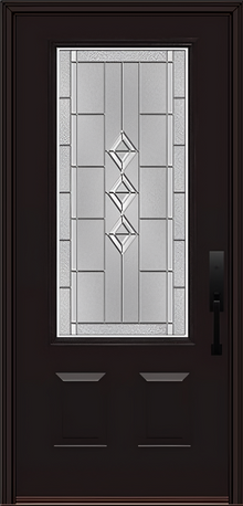 ProVia Legacy Single Entry Door 440 Style Gemstone Decorative Glass with Zinc Caming and Low-E - Doors and Beyond