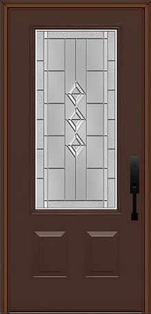 ProVia Legacy Single Entry Door 440 Style Gemstone Decorative Glass with Zinc Caming and Low-E - Doors and Beyond