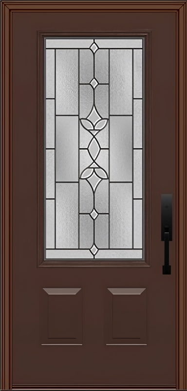ProVia Legacy Single Entry Door 440 Style Esmond Decorative Glass with Patina Caming and Low-E - Doors and Beyond