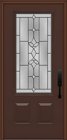 ProVia Legacy Single Entry Door 440 Style Esmond Decorative Glass with Patina Caming and Low-E - Doors and Beyond