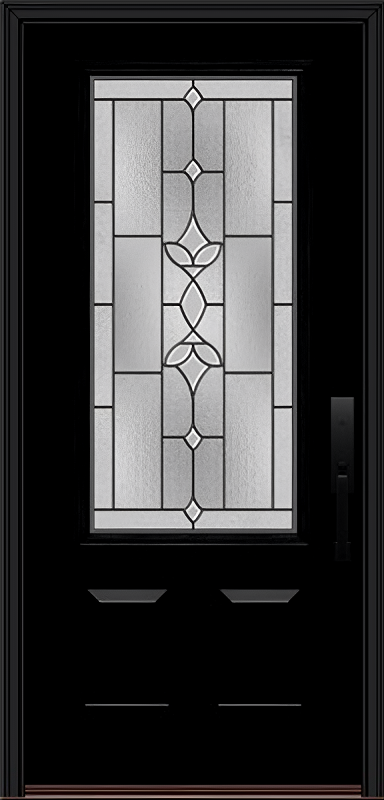 ProVia Legacy Single Entry Door 440 Style Esmond Decorative Glass with Patina Caming and Low-E - Doors and Beyond