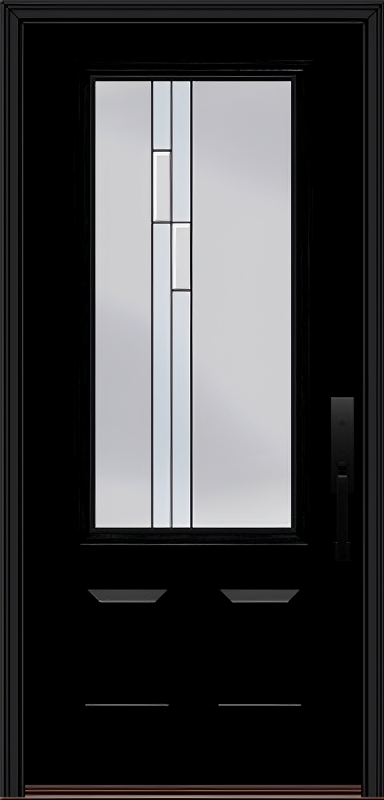 ProVia Legacy Single Entry Door 440 Style Genesis Decorative Glass with Black Caming and Low-E - Doors and Beyond
