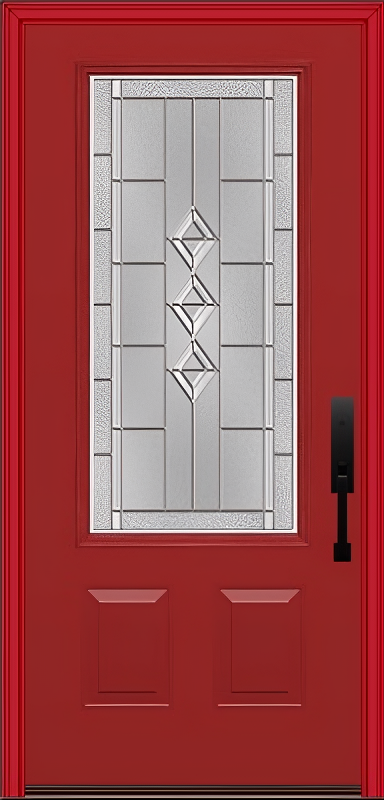 ProVia Legacy Single Entry Door 440 Style Gemstone Decorative Glass with Zinc Caming and Low-E - Doors and Beyond