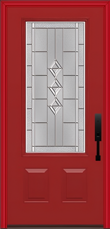 ProVia Legacy Single Entry Door 440 Style Gemstone Decorative Glass with Zinc Caming and Low-E - Doors and Beyond