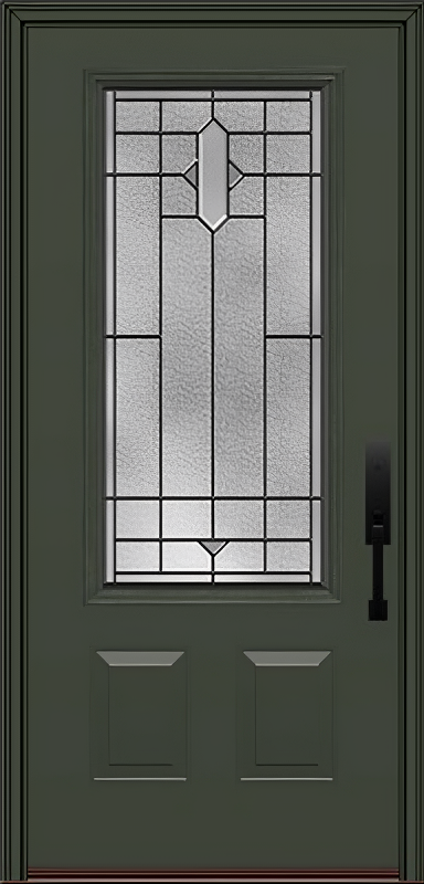ProVia Legacy Single Entry Door 440 Style Brookhaven Decorative Glass with Patina Caming and Low-E - Doors and Beyond