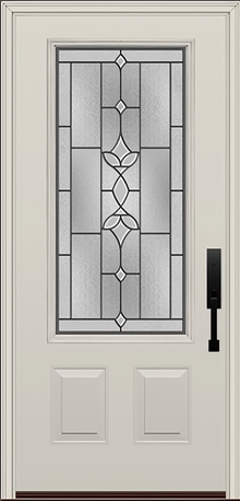 ProVia Legacy Single Entry Door 440 Style Esmond Decorative Glass with Patina Caming and Low-E - Doors and Beyond