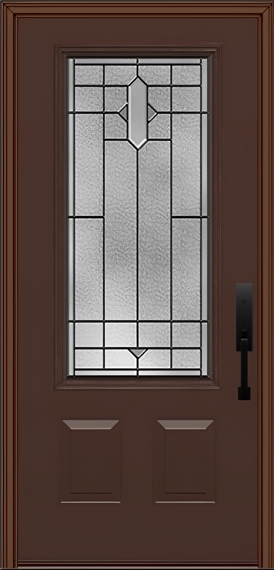 ProVia Legacy Single Entry Door 440 Style Brookhaven Decorative Glass with Patina Caming and Low-E - Doors and Beyond