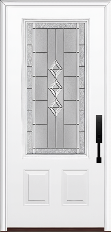 ProVia Legacy Single Entry Door 440 Style Gemstone Decorative Glass with Zinc Caming and Low-E - Doors and Beyond