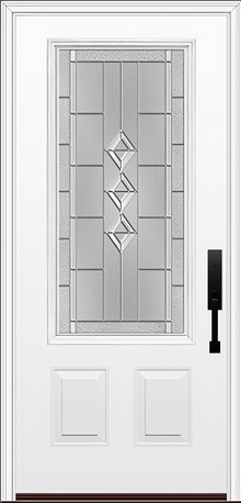 ProVia Legacy Single Entry Door 440 Style Gemstone Decorative Glass with Zinc Caming and Low-E - Doors and Beyond