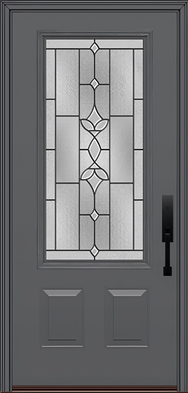 ProVia Legacy Single Entry Door 440 Style Esmond Decorative Glass with Patina Caming and Low-E - Doors and Beyond