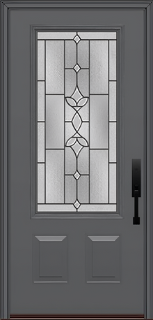 ProVia Legacy Single Entry Door 440 Style Esmond Decorative Glass with Patina Caming and Low-E - Doors and Beyond