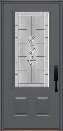 ProVia Legacy Single Entry Door 440 Style Gemstone Decorative Glass with Zinc Caming and Low-E - Doors and Beyond