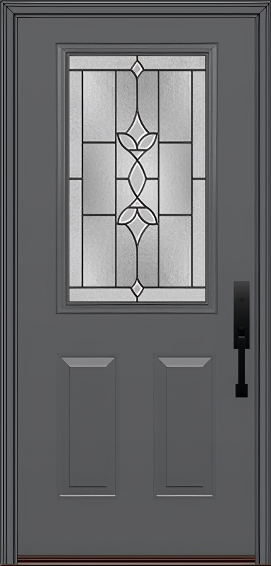 ProVia Legacy Single Entry Door 430 Style Esmond Decorative Glass with Patina Caming and Low-E - Doors and Beyond