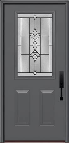 ProVia Legacy Single Entry Door 430 Style Esmond Decorative Glass with Patina Caming and Low-E - Doors and Beyond