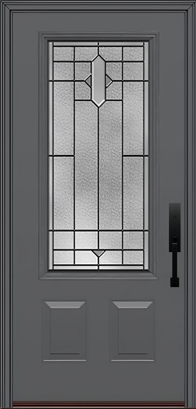 ProVia Legacy Single Entry Door 440 Style Brookhaven Decorative Glass with Patina Caming and Low-E - Doors and Beyond