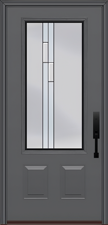 ProVia Legacy Single Entry Door 440 Style Genesis Decorative Glass with Black Caming and Low-E - Doors and Beyond