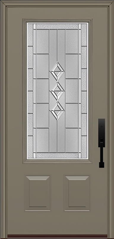 ProVia Legacy Single Entry Door 440 Style Gemstone Decorative Glass with Zinc Caming and Low-E - Doors and Beyond