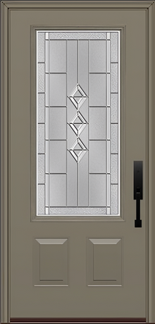 ProVia Legacy Single Entry Door 440 Style Gemstone Decorative Glass with Zinc Caming and Low-E - Doors and Beyond