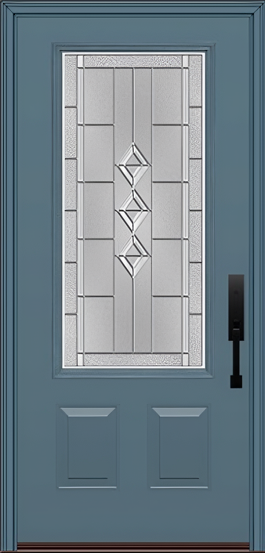 ProVia Legacy Single Entry Door 440 Style Gemstone Decorative Glass with Zinc Caming and Low-E - Doors and Beyond