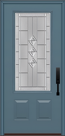 ProVia Legacy Single Entry Door 440 Style Gemstone Decorative Glass with Zinc Caming and Low-E - Doors and Beyond