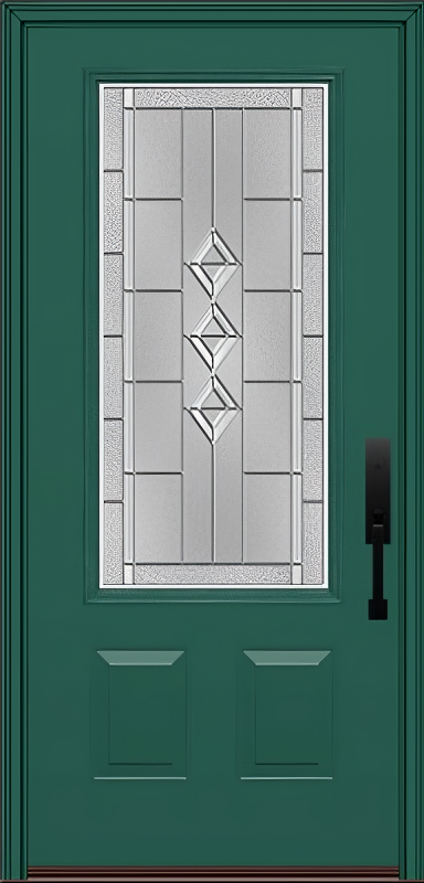 ProVia Legacy Single Entry Door 440 Style Gemstone Decorative Glass with Zinc Caming and Low-E - Doors and Beyond