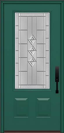 ProVia Legacy Single Entry Door 440 Style Gemstone Decorative Glass with Zinc Caming and Low-E - Doors and Beyond