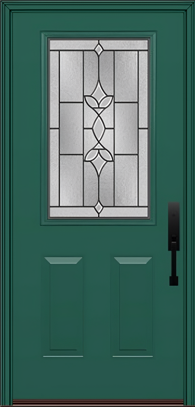 ProVia Legacy Single Entry Door 430 Style Esmond Decorative Glass with Patina Caming and Low-E - Doors and Beyond