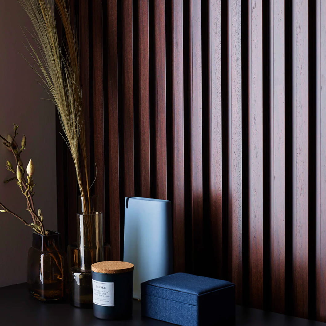 VOX Linerio L-Line Chocolate Slat Panel 104 5/16" x 4 13/16" x 13/16" - Doors and Beyond