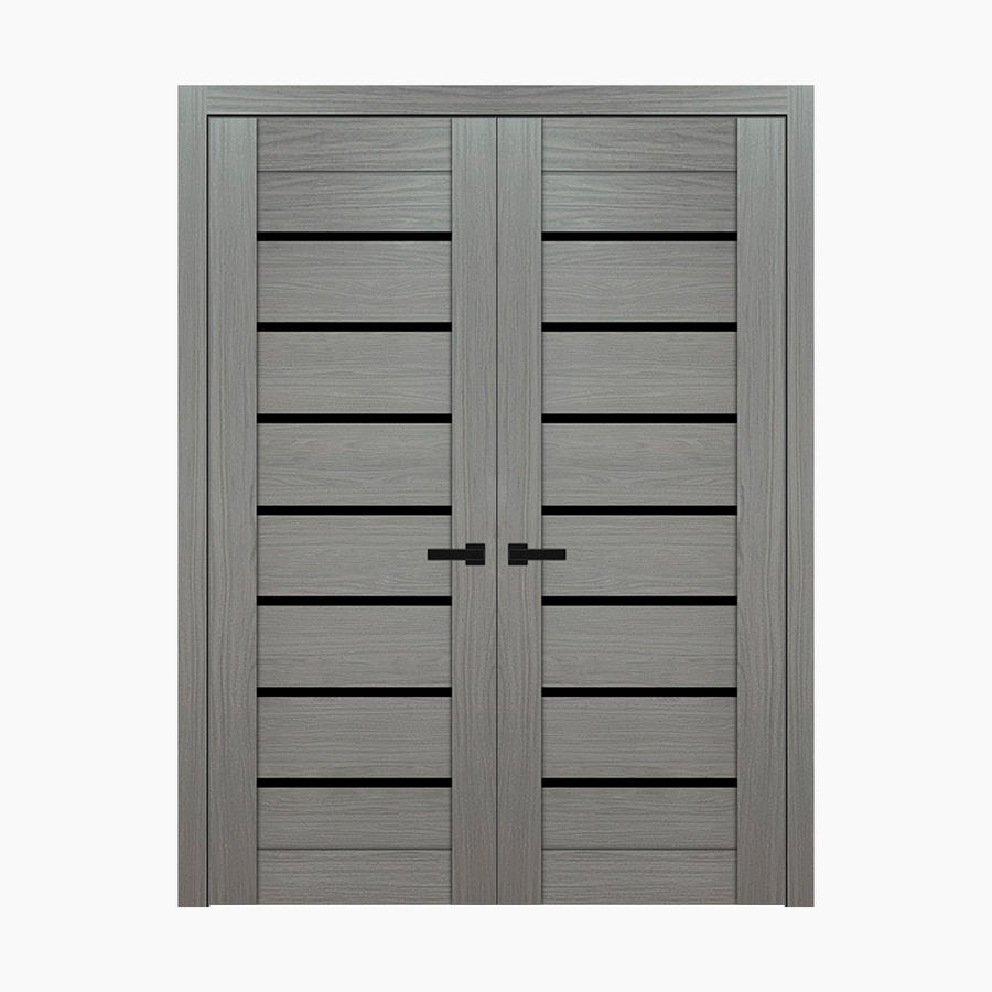 Nova Domino 01 Wenge Modern Laminated Modern Double Pre-hung Door - Doors and Beyond