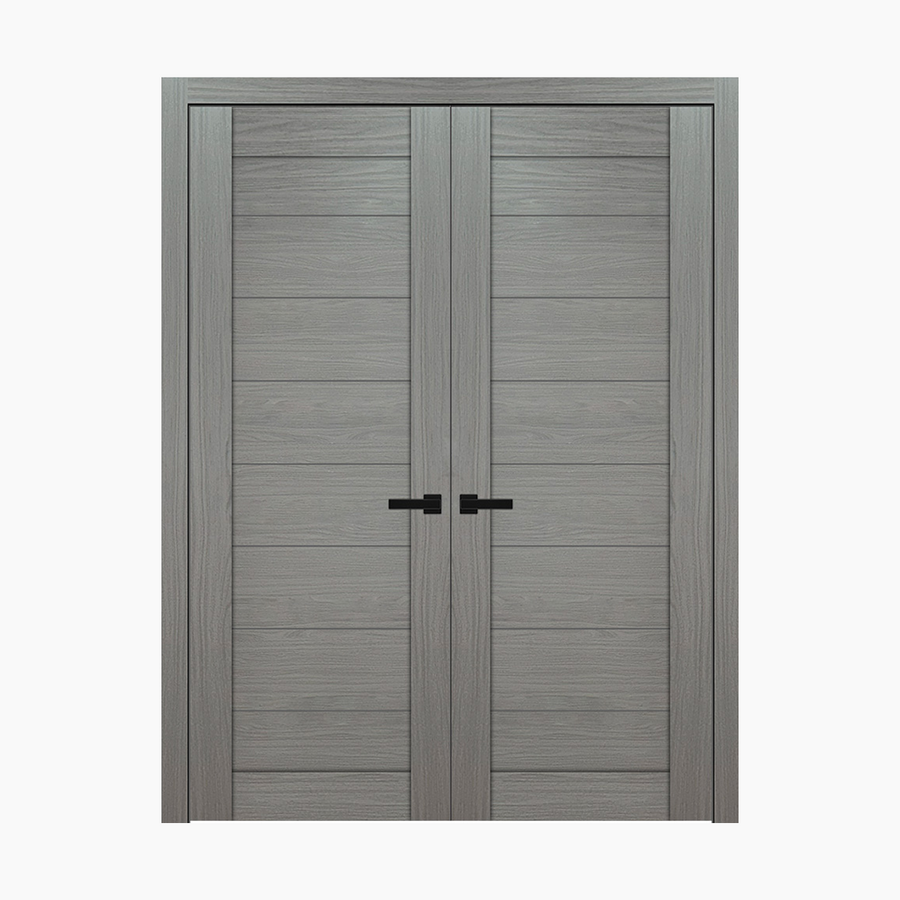 Nova Domino 02 Wenge Modern Laminated Modern Double Pre-hung Door - Doors and Beyond
