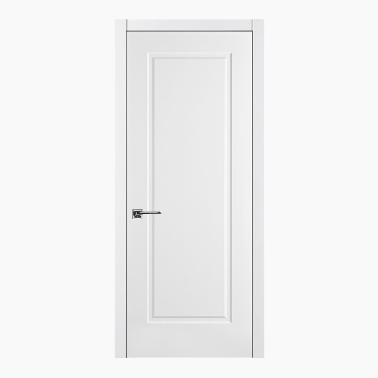 Nova 1 Panel Soft White Laminated Modern Single Pre-Hung Door - Doors and Beyond