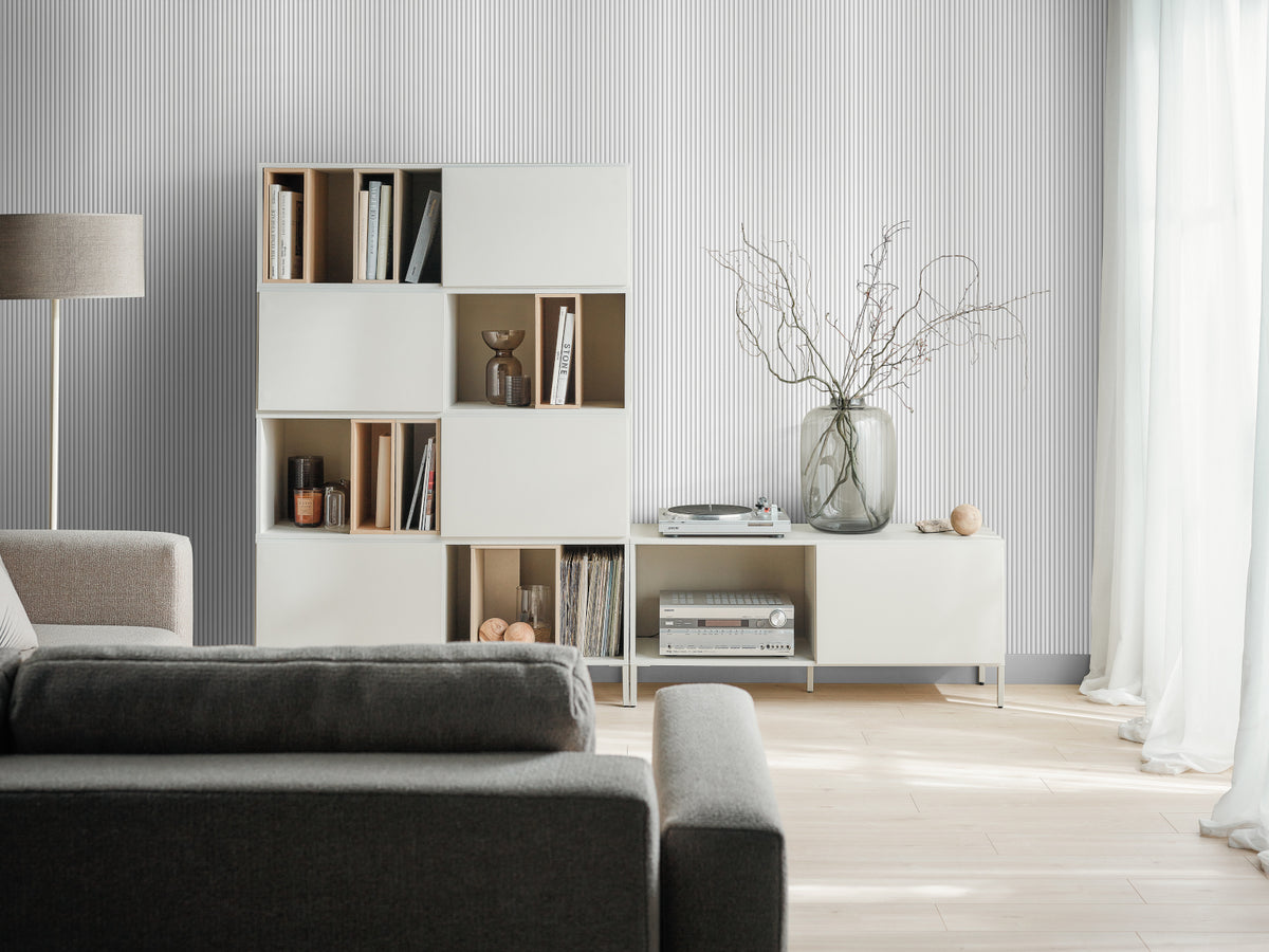 VOX Linerio XS-Line Oval White Slat Panel 12 1/16" x 104 5/16" x 1/4" - Doors and Beyond